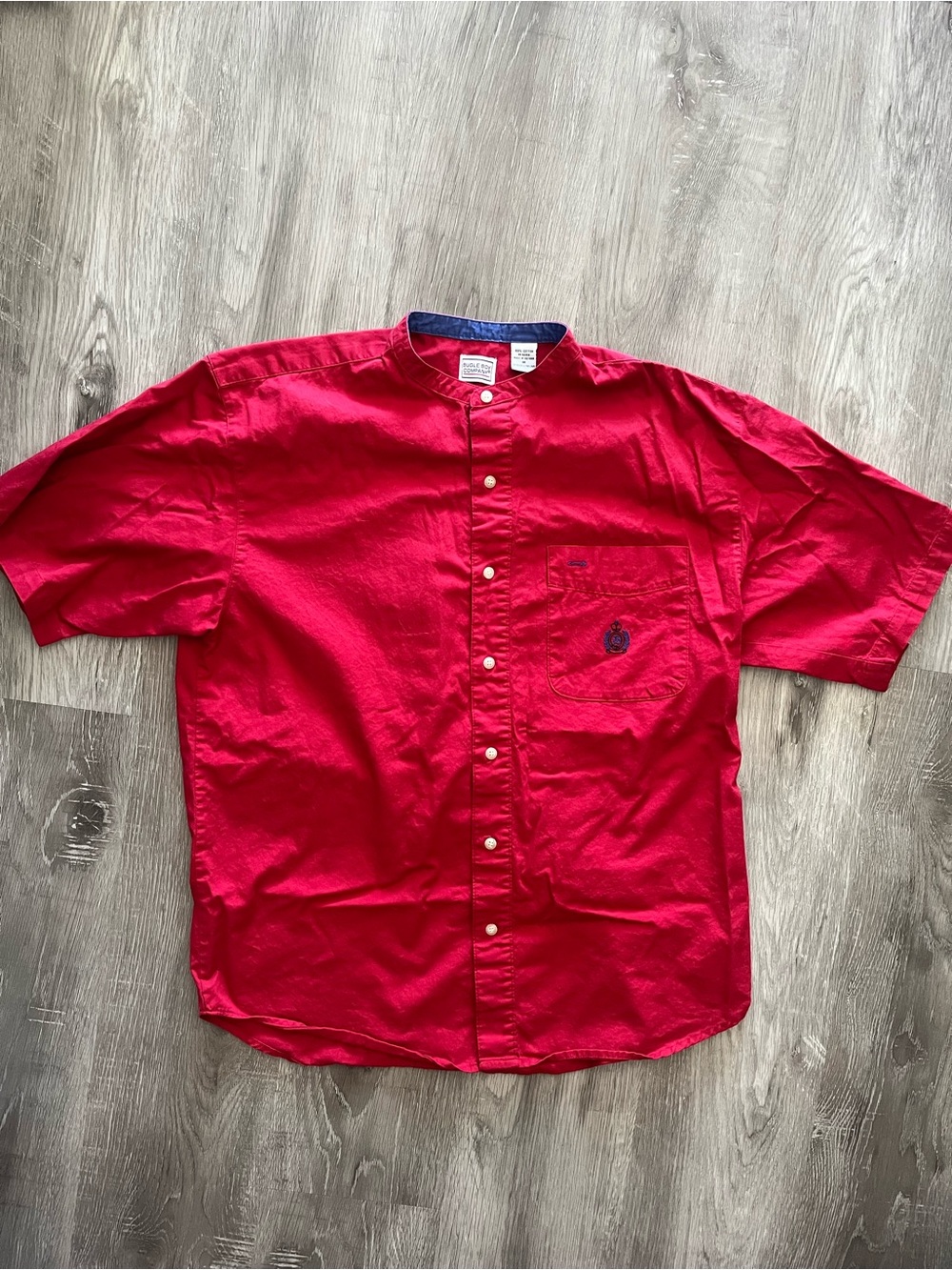 Men's Bugle Boy Red Short-Sleeve Button-Up Shirt